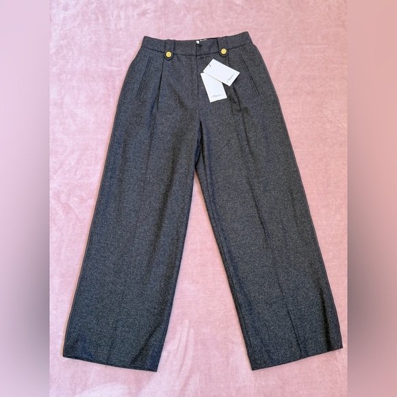 3.1 Phillip Lim FLANNEL PLEATED A-LINE CROPPED PANT CHARCOAL size 2